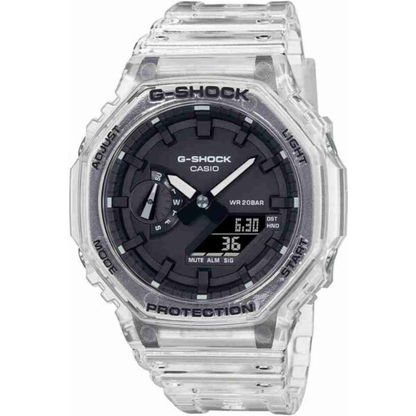 CASIO G-SHOCK Black Dial Translucent Resin Strap Analog-Digital Watch - For Men G1102 (GA-2100SKE-7ADR)