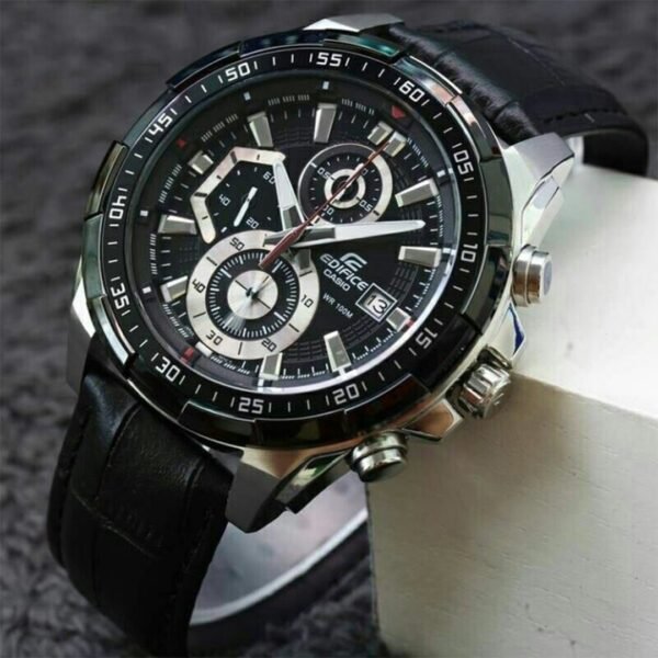 Edifice Black Leather Watch