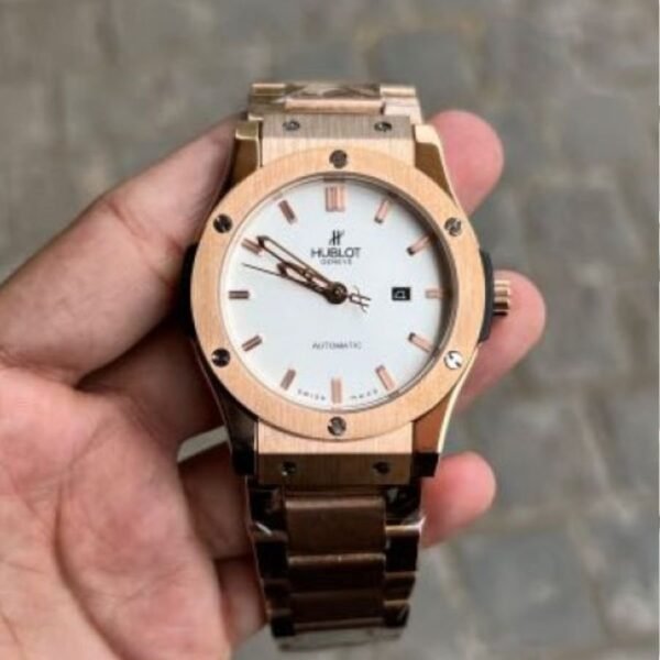 Hublot Automatic Japanese Machine watch (Golden with White Dial)