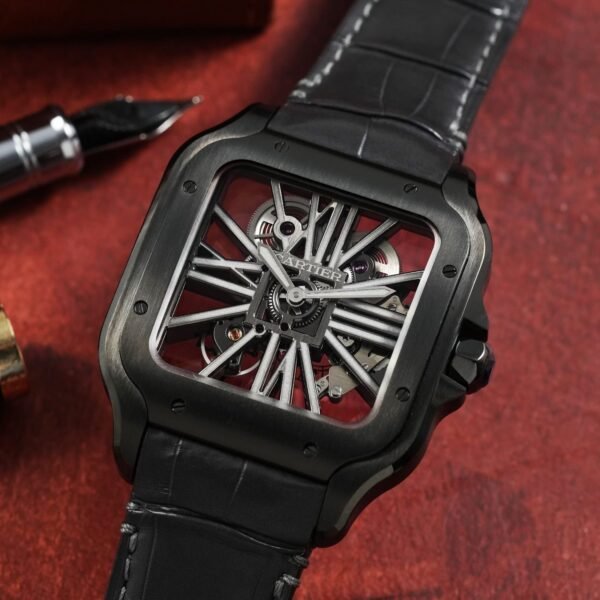 Cartier Santos Skeleton Black â Luxury Open-Worked Timepiece
